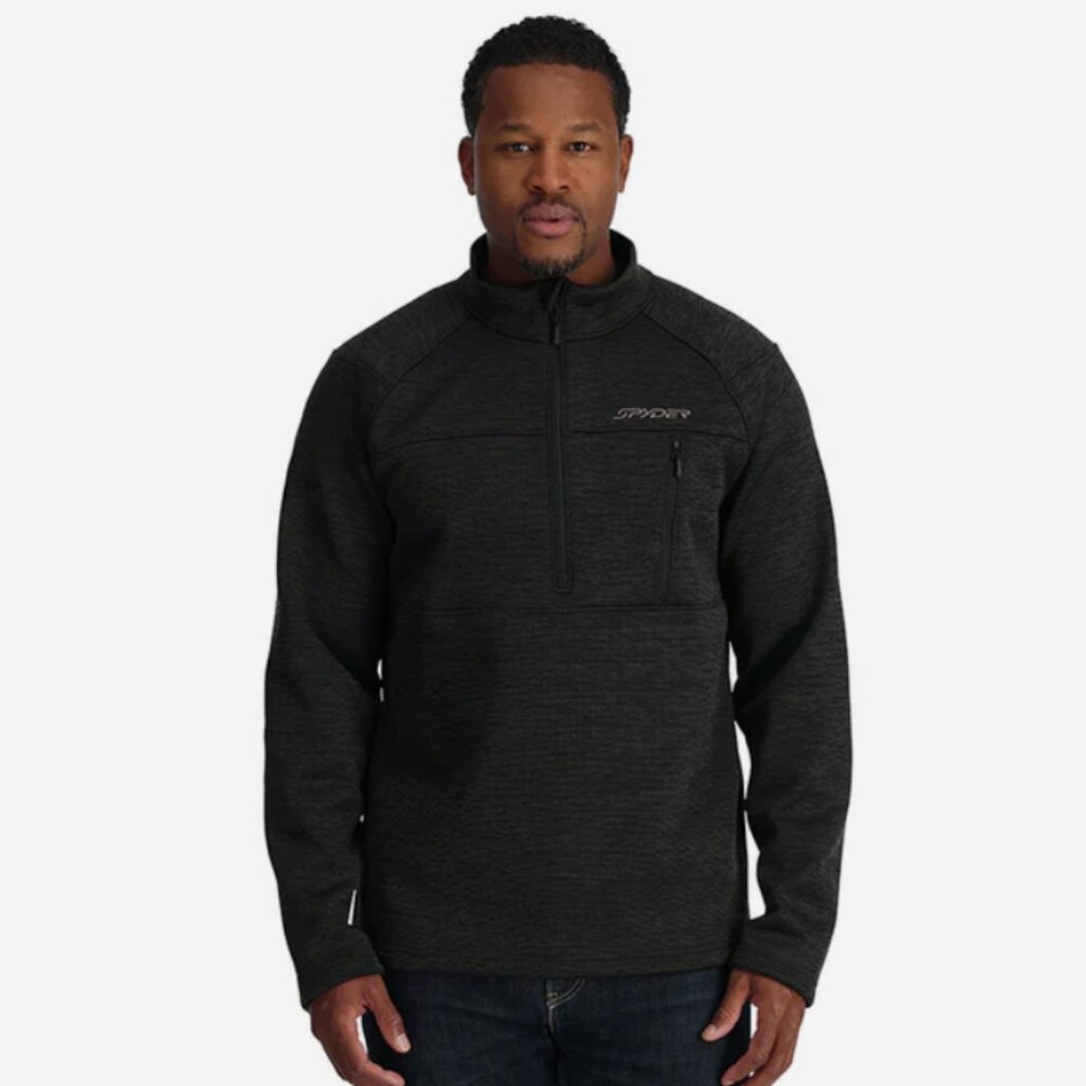 NEW - Mens SPYDER Encore Half Zip BLACK Fleece Sweater LARGE